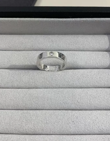 [Marin-Jewelry]ラブリング 4MM 1ダイヤモンド シルバー