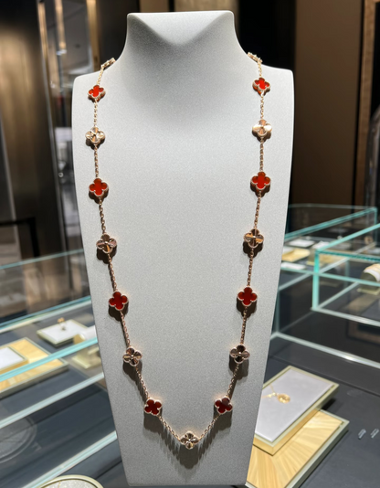 [Marin-Jewelry]CLOVER 20 MOTIFS LASER CARNELIAN NECKLACE