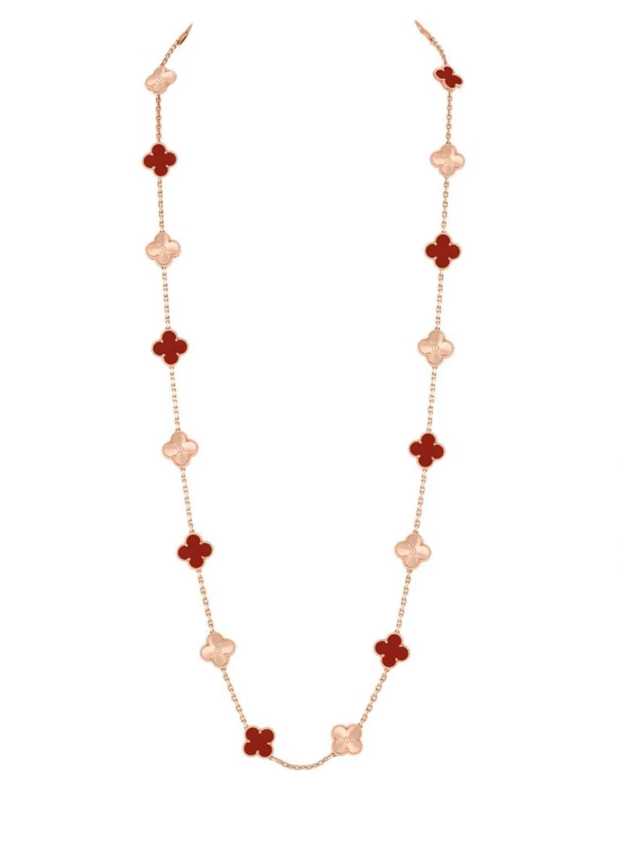 [Marin-Jewelry]CLOVER 20 MOTIFS LASER CARNELIAN NECKLACE