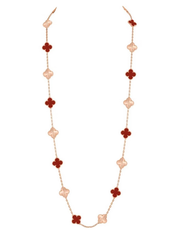 [Marin-Jewelry]CLOVER 20 MOTIFS LASER CARNELIAN NECKLACE
