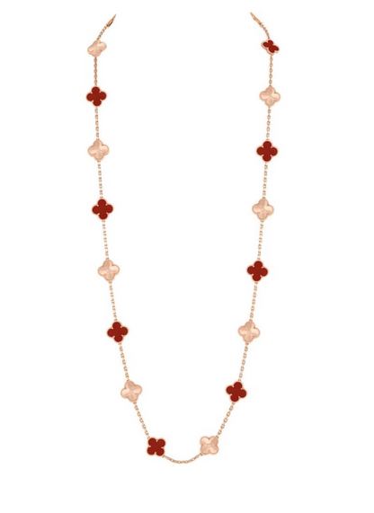 [Marin]CLOVER 20 MOTIFS LASER CARNELIAN NECKLACE