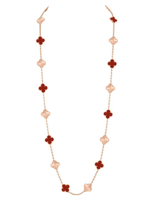 [Marin]CLOVER 20 MOTIFS LASER CARNELIAN NECKLACE