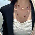 [Marin]CLOVER 20 MOTIFS LASER CARNELIAN NECKLACE