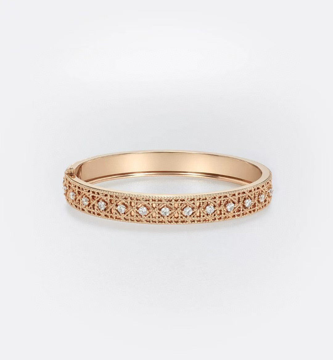 [?Marin-Jewelry]2026 編み込み模様 フルダイヤモンドインレイ ブレスレット スリーカラー