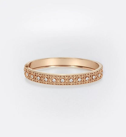 [?Marin-Jewelry]2026 編み込み模様 フルダイヤモンドインレイ ブレスレット スリーカラー