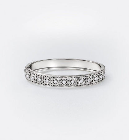 [?Marin-Jewelry]2026 編み込み模様 フルダイヤモンドインレイ ブレスレット スリーカラー