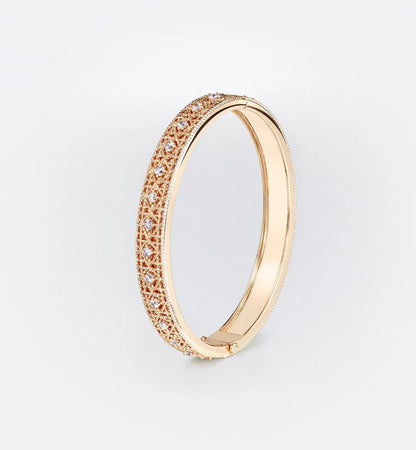 [?Marin-Jewelry]2026 編み込み模様 フルダイヤモンドインレイ ブレスレット スリーカラー