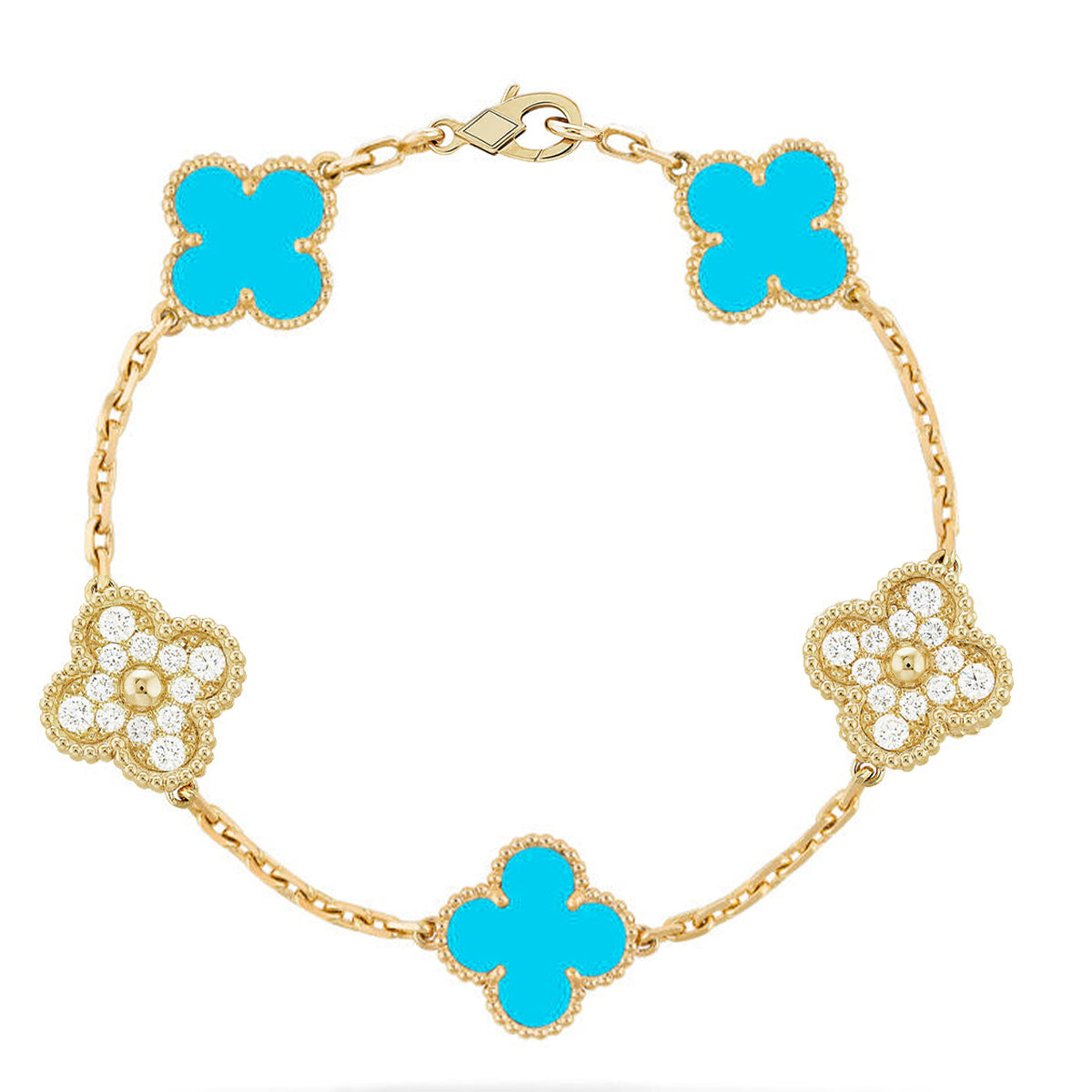 [Marin-Jewelry] CLOVER 5 MOTIF TURQUOISE BRACELET COLLECTION