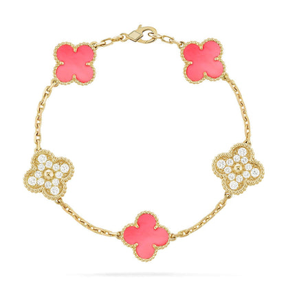 [Marin-Jewelry] クローバー5モチーフ ピンクマザーオブパール ブレスレットコレクション