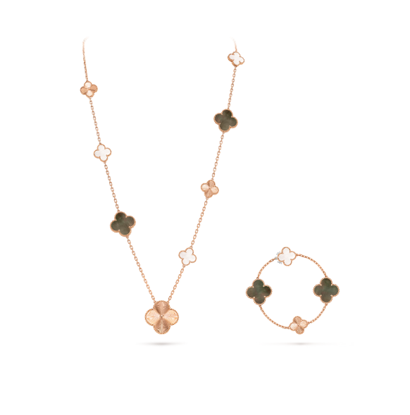 [Marin-Jewelry]DETACHABLE CLOVER 15(11+4) FLOWER SILVER NECKLACE SET