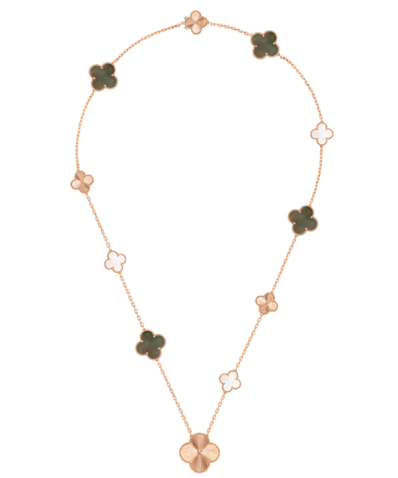 [Marin-Jewelry]DETACHABLE CLOVER 15(11+4) FLOWER SILVER NECKLACE SET