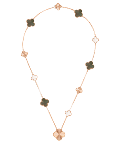 [Marin]DETACHABLE CLOVER 15(11+4) FLOWER SILVER NECKLACE SET