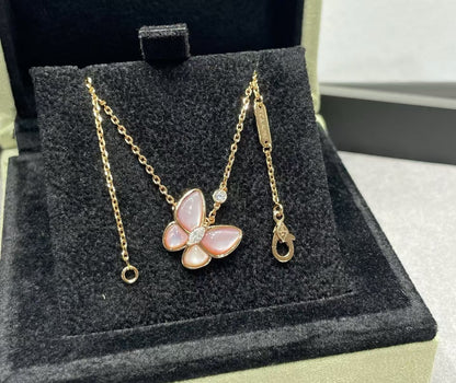 [Marin-Jewelry]バタフライ ピンクマザーオブパール ダイヤモンドネックレス