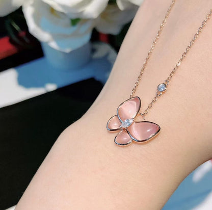 [Marin-Jewelry]バタフライ ピンクマザーオブパール ダイヤモンドネックレス
