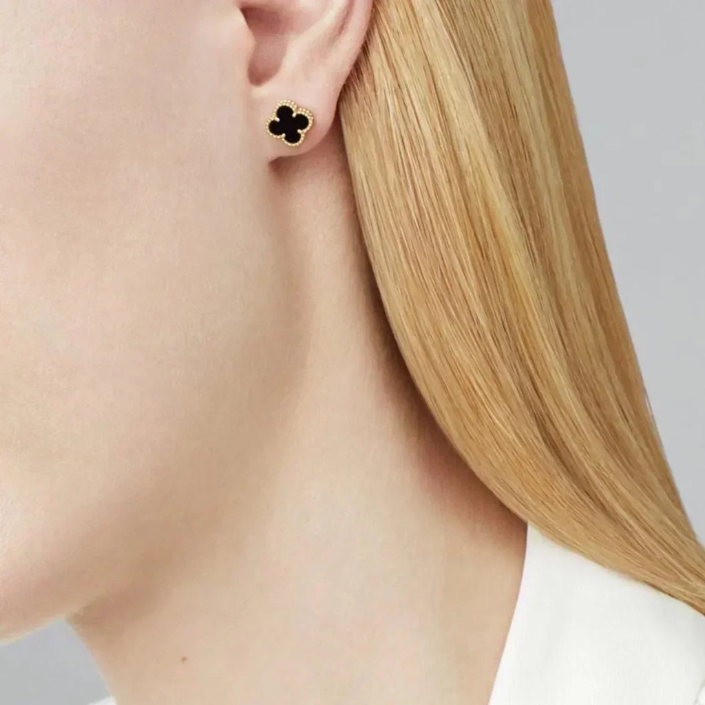 [Marin]CLOVER MINI 9.5MM BLACK MOP EARRINGS