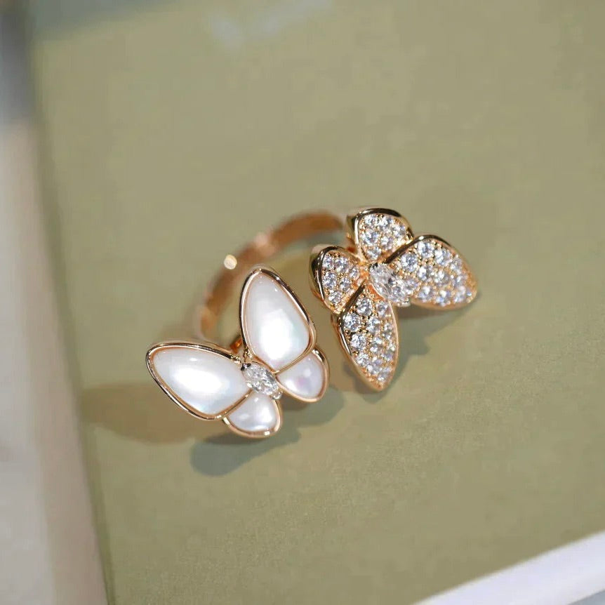 [Marin]TWIN BUTTERFLY DIAMOND MOP RING