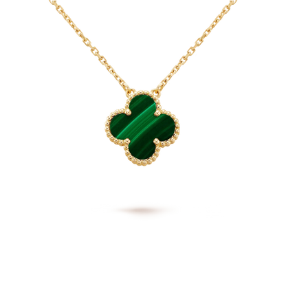 [Marin]CLOVER 15MM MALACHITE SINGLE FLOWER  NECKLACE