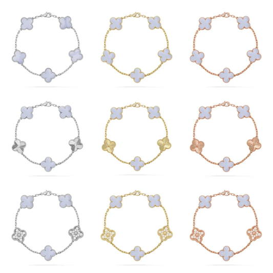 [Marin] CLOVER 5 MOTIF PURPLE CHALCEDONY BRACELET COLLECTION