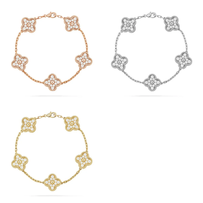 [Marin] CLOVER 5 MOTIF FULL DIAMOND BRACELET COLLECTION