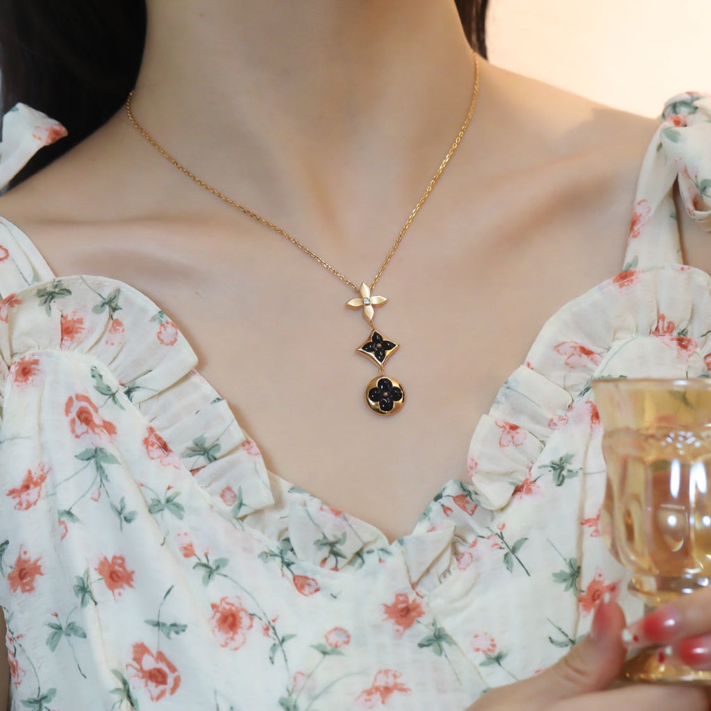 [Marin]COLLIER STAR AND SUN ONYX OR ROSE