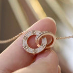 [マリン]LOVE 7.6MM ネックレス ローズゴールド＆シルバー フルダイヤモンド