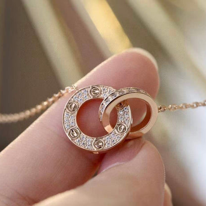 [Marin-Jewelry]LOVE 7.6MM NECKLACE Marin-Jewelry GOLD AND SILVER  FULL DIAMOND