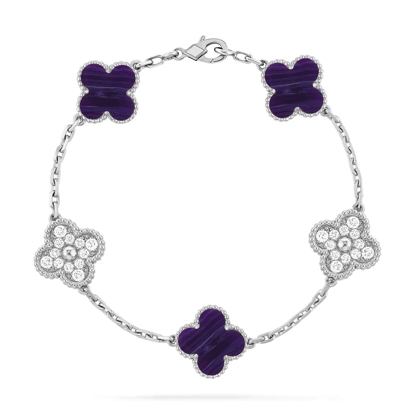 [Marin-Jewelry]クローバー5モチーフ パープルストライプス ブレスレットコレクション