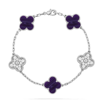 [Marin-Jewelry]クローバー5モチーフ パープルストライプス ブレスレットコレクション