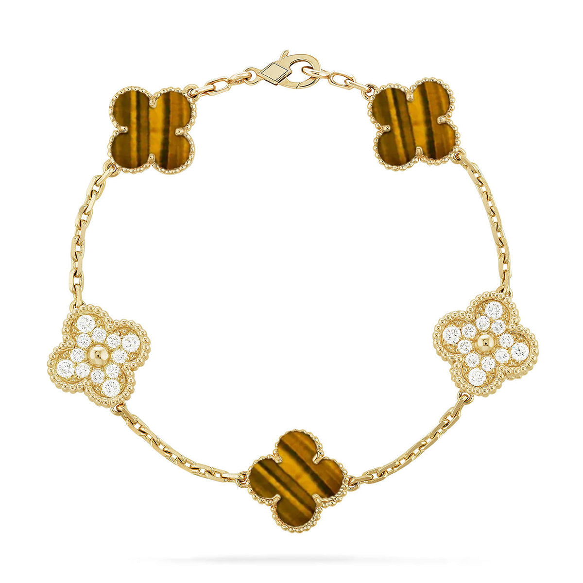 [Marin-Jewelry] クローバー5モチーフ タイガーアイブレスレットコレクション