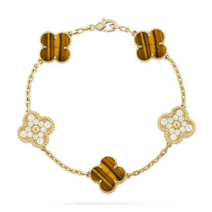 [Marin-Jewelry] クローバー5モチーフ タイガーアイブレスレットコレクション