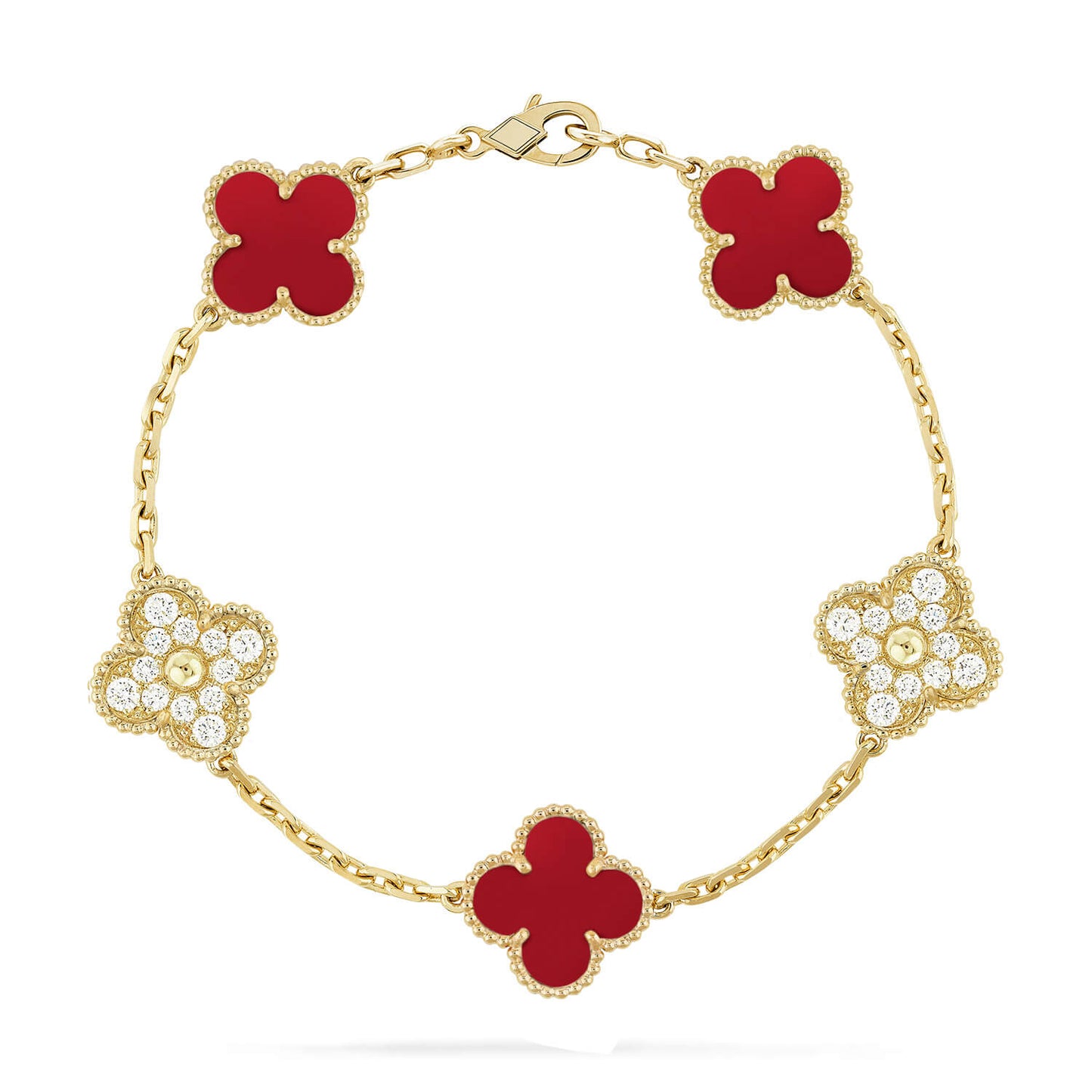 [Marin-Jewelry] CLOVER 5 MOTIF RED CORNELIAN BRACELET COLLECTION
