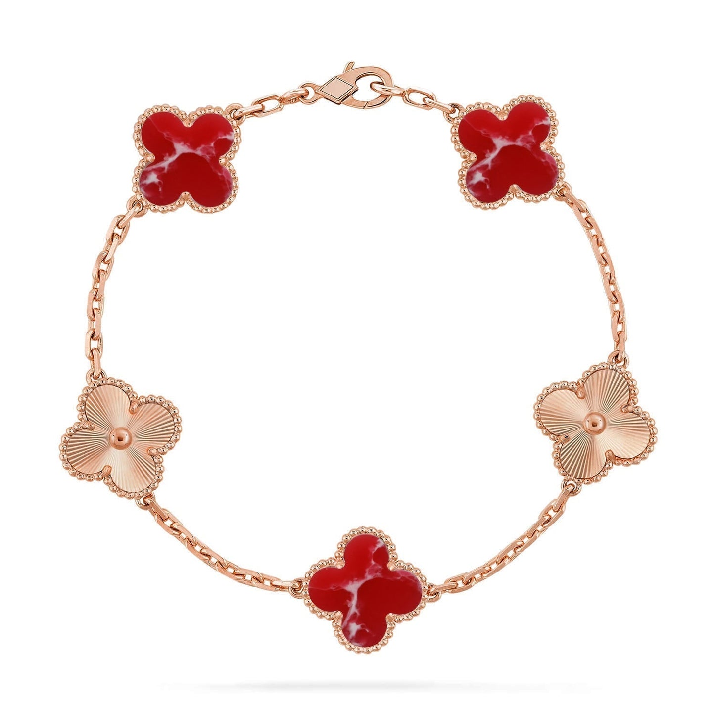 [Marin-Jewelry]クローバー 5 モチーフ レッドパターンブレスレットコレクション