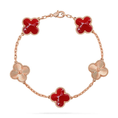 [Marin-Jewelry]クローバー 5 モチーフ レッドパターンブレスレットコレクション