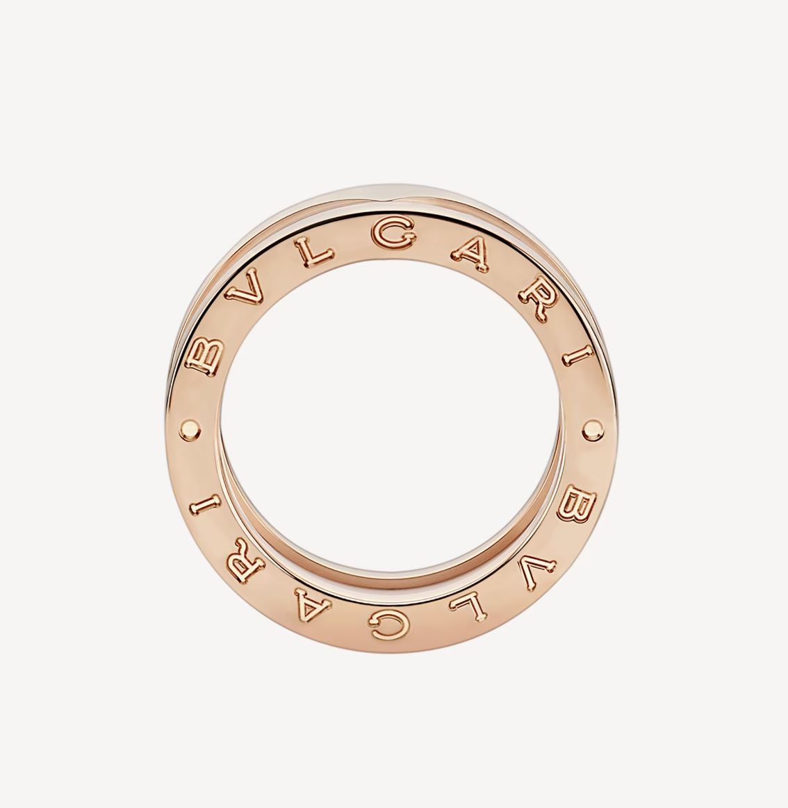 [Marin]ZERO 1 TWO-BAND LOOPS AND WHITE CERAMIC SPIRAL PINK GOLD RING