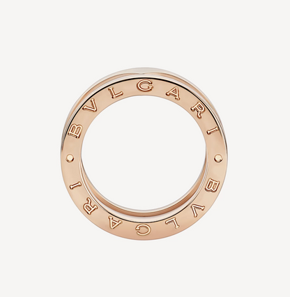 [Marin]ZERO 1 TWO-BAND LOOPS AND WHITE CERAMIC SPIRAL PINK GOLD RING
