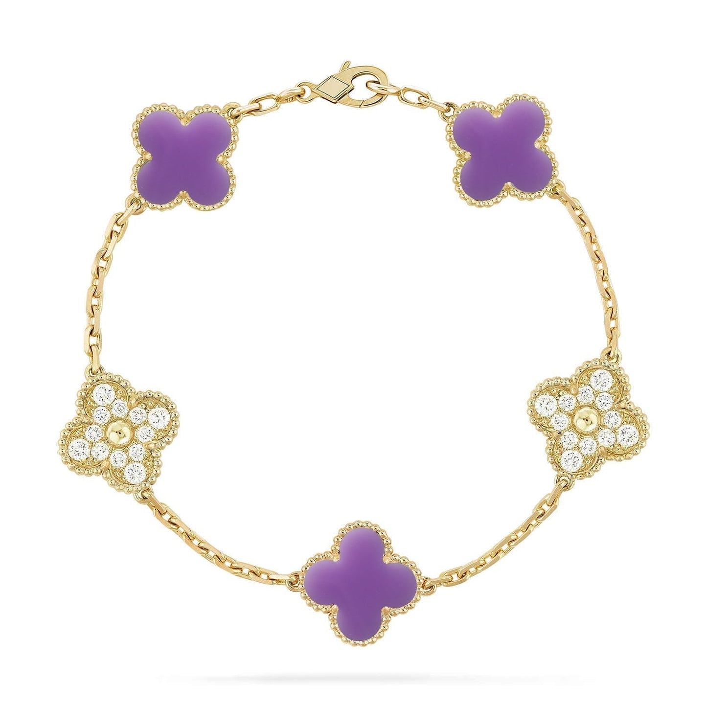 [Marin-Jewelry]クローバー 5モチーフ ライトパープル ブレスレット コレクション