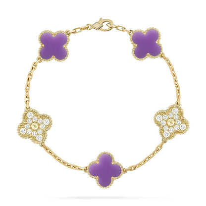 [Marin-Jewelry]クローバー 5モチーフ ライトパープル ブレスレット コレクション