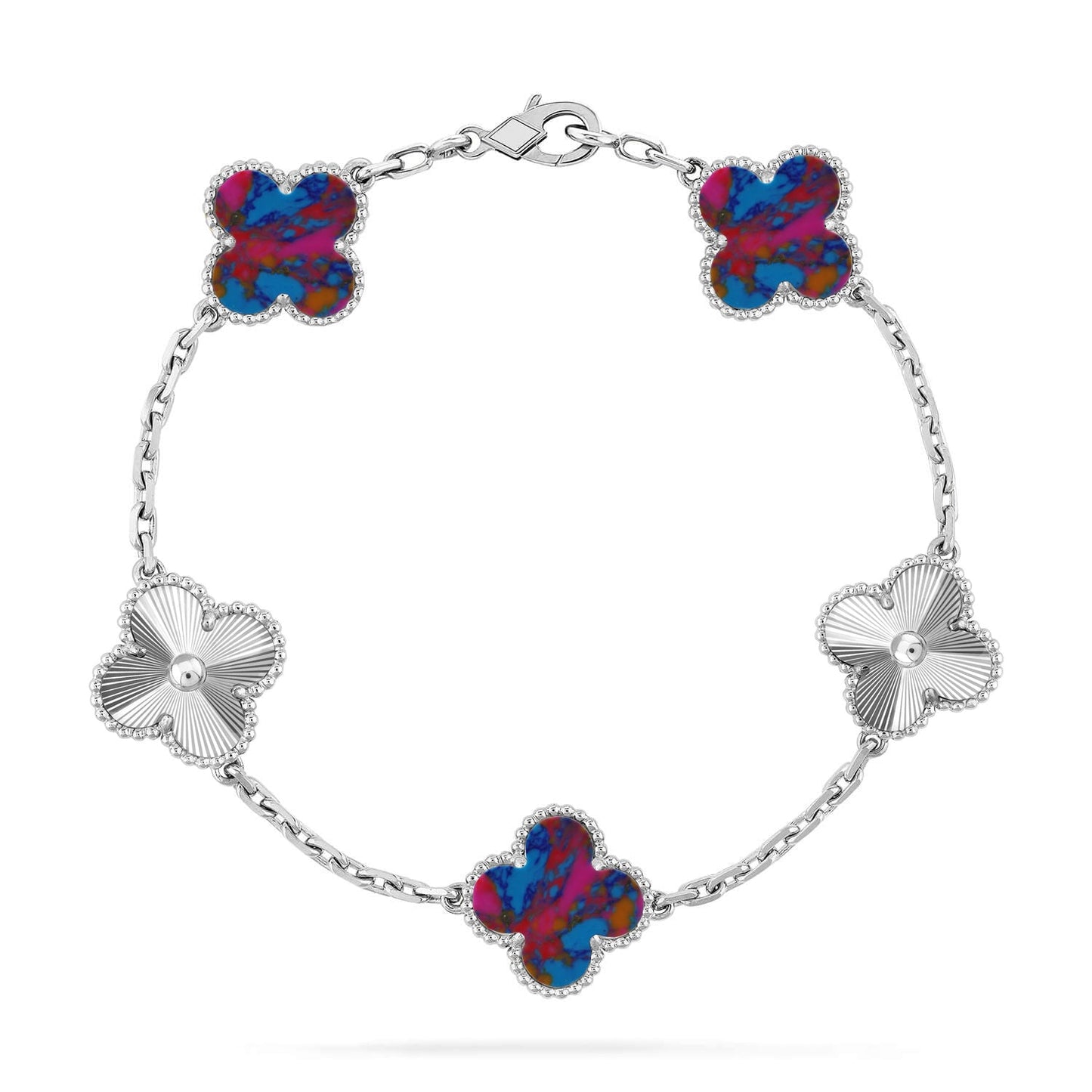 [Marin-Jewelry]CLOVER 5 MOTIF COLOR GEMSTONES BRACELET COLLECTION