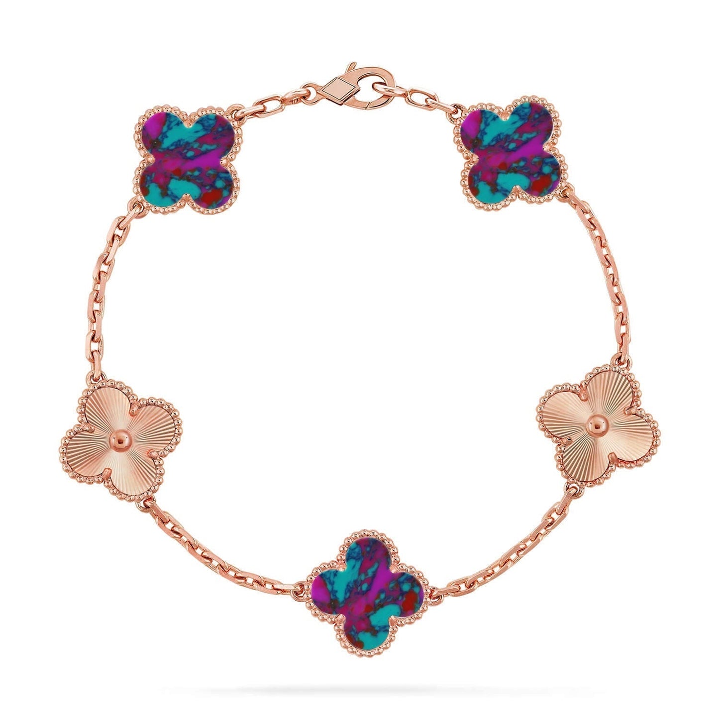 [Marin-Jewelry]CLOVER 5 MOTIF COLOR GEMSTONES BRACELET COLLECTION