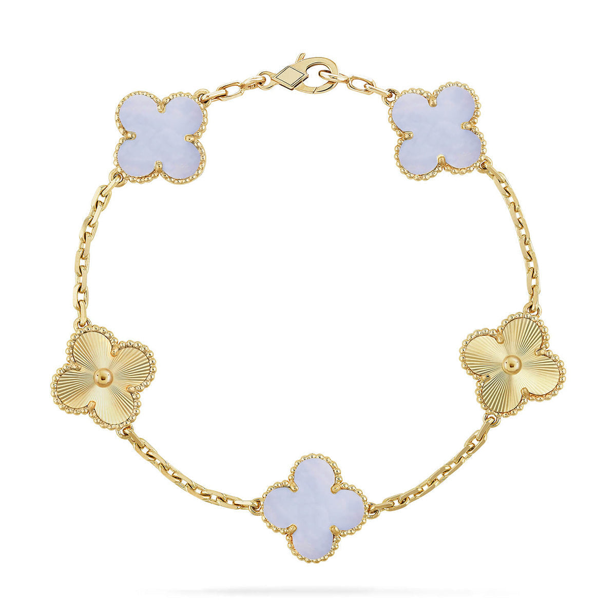 [Marin-Jewelry] クローバー 5モチーフ パープルカルセドニー ブレスレット コレクション