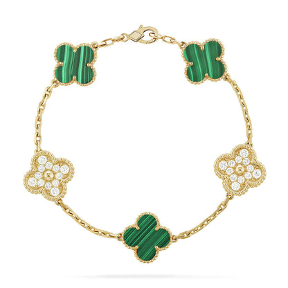 [Marin-Jewelry] CLOVER 5 MOTIF MALACHITE BRACELET COLLECTION