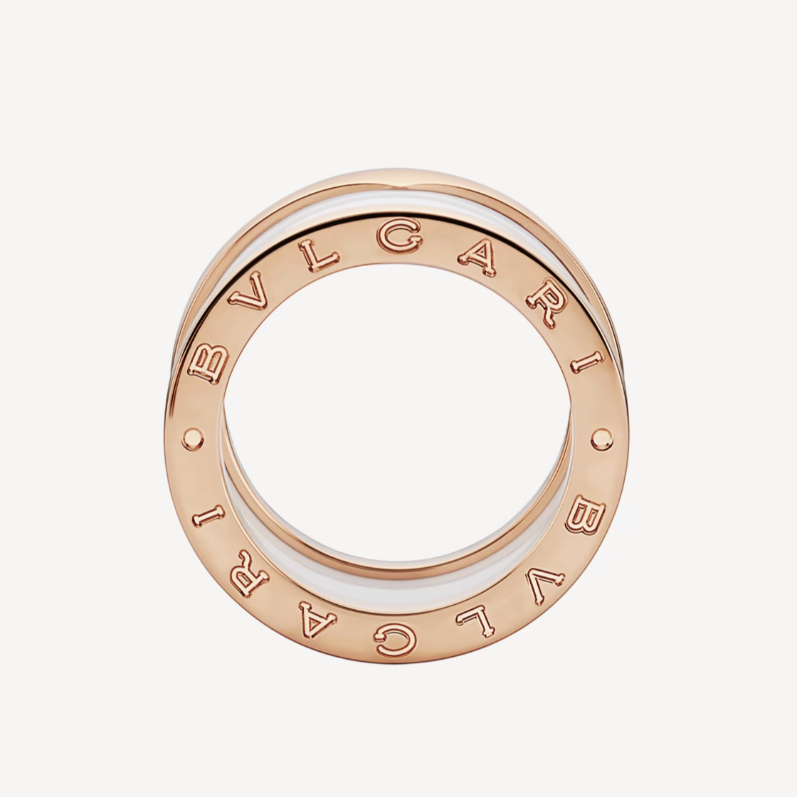 [Marin]ZERO 1 FOUR-BAND LOOPS AND WHITE CERAMIC SPIRAL PINK GOLD RING