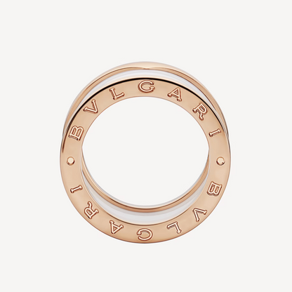 [Marin]ZERO 1 FOUR-BAND LOOPS AND WHITE CERAMIC SPIRAL PINK GOLD RING