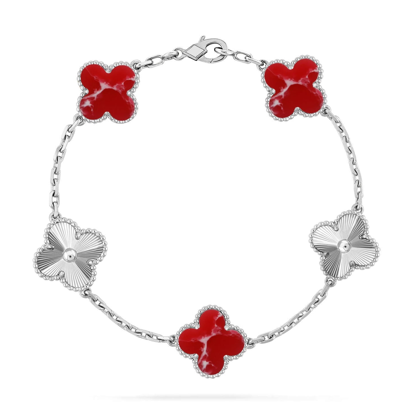 [Marin-Jewelry]クローバー 5 モチーフ レッドパターンブレスレットコレクション