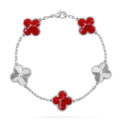 [Marin-Jewelry]クローバー 5 モチーフ レッドパターンブレスレットコレクション