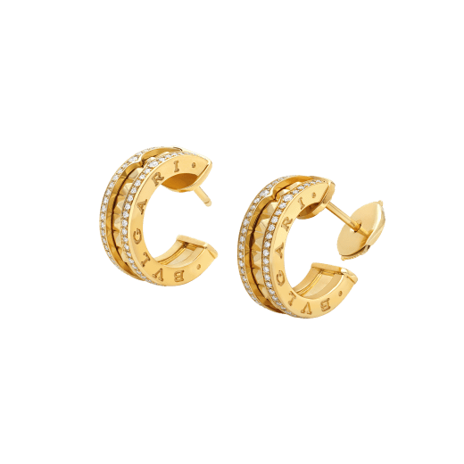 [Marin]ZERO 1 ROCK GOLD EARRINGS WITH STUDDED SPIRAL AND PAVED DIAMONDS