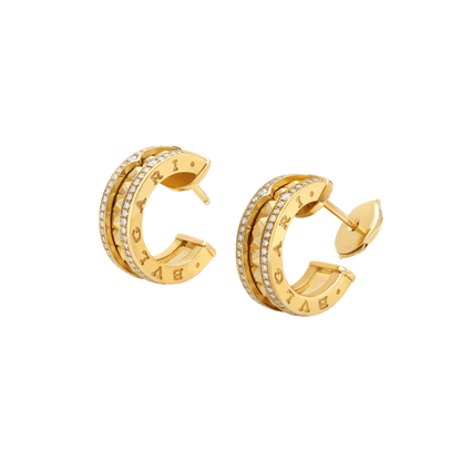 [Marin]ZERO 1 ROCK GOLD EARRINGS WITH STUDDED SPIRAL AND PAVED DIAMONDS