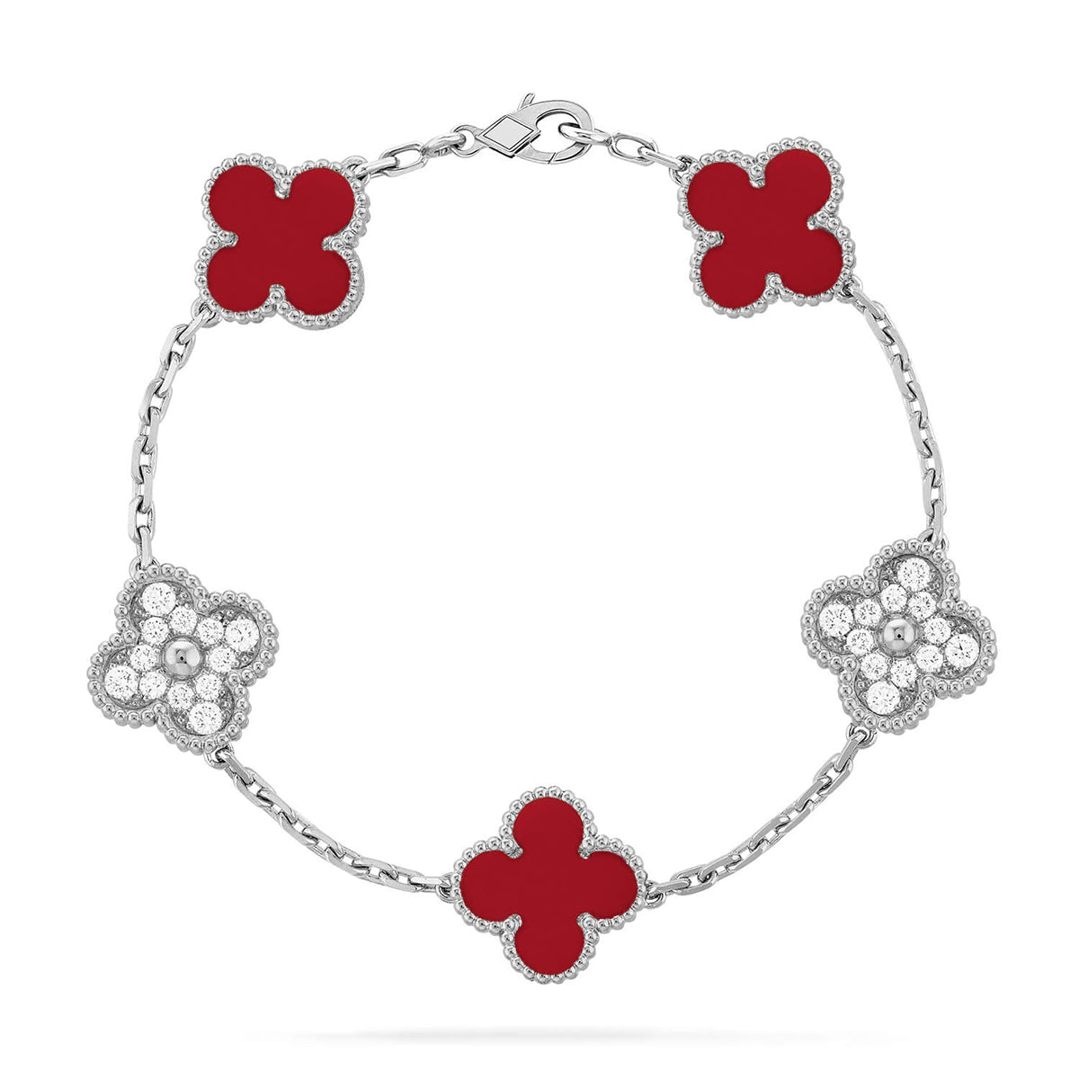 [⭐Shinejoy] CLOVER 5 MOTIF RED CORNELIAN BRACELET COLLECTION