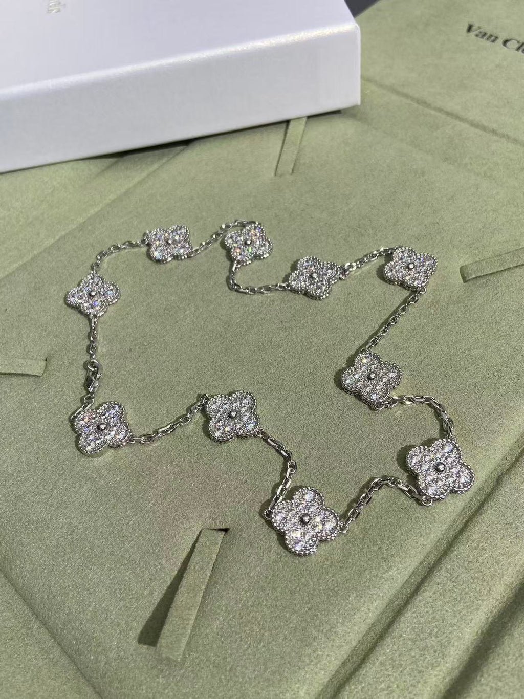 [Marin Jewelry]CLOVER 10 MOTIFS  FULL DIAMOND NECKLACE