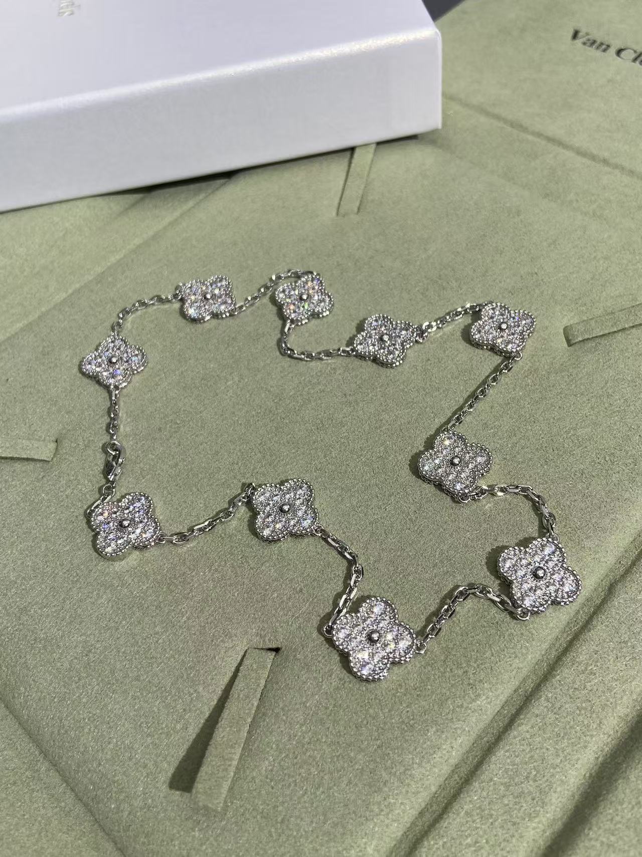 [Marin Jewelry]クローバー10モチーフ フルダイヤモンドネックレス